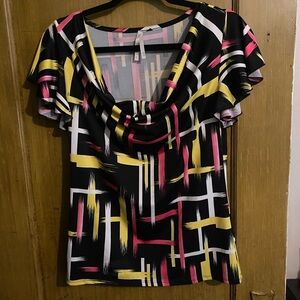 Black/Pink/Yellow Paint Stripe Shirt M